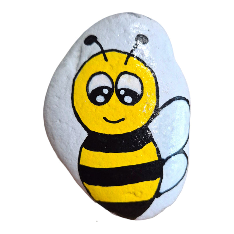 Hand painted black and yellow bee rock from the Critters and Nature collection