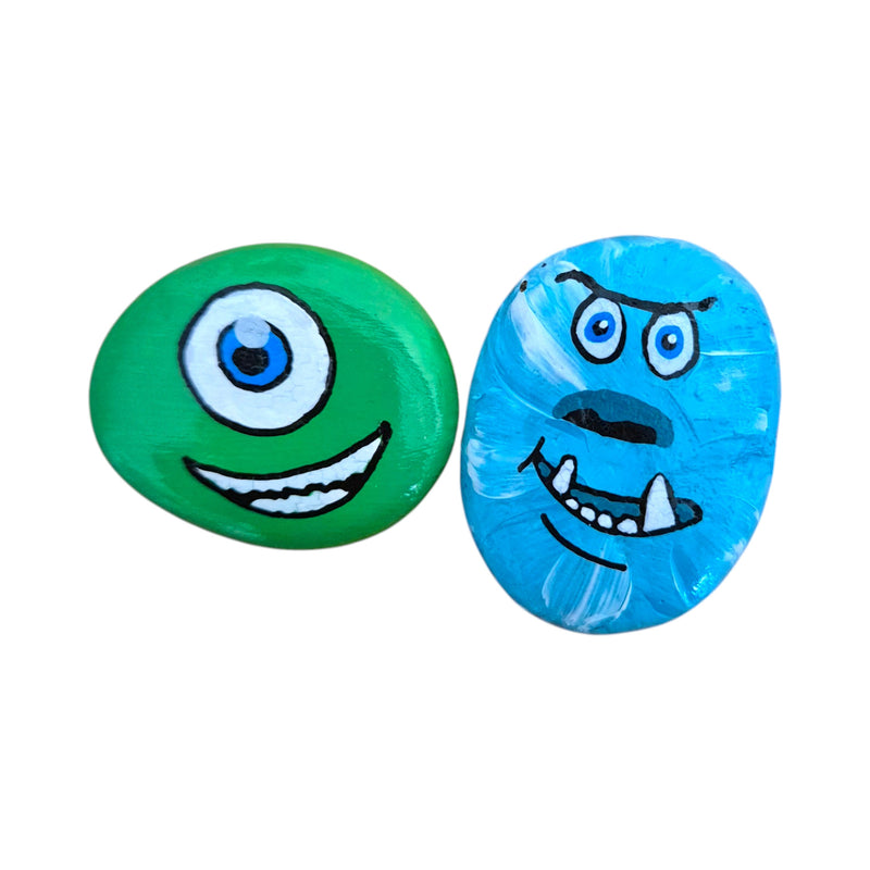 Set of 2 hand painted monster rocks from the Rock Sets collection