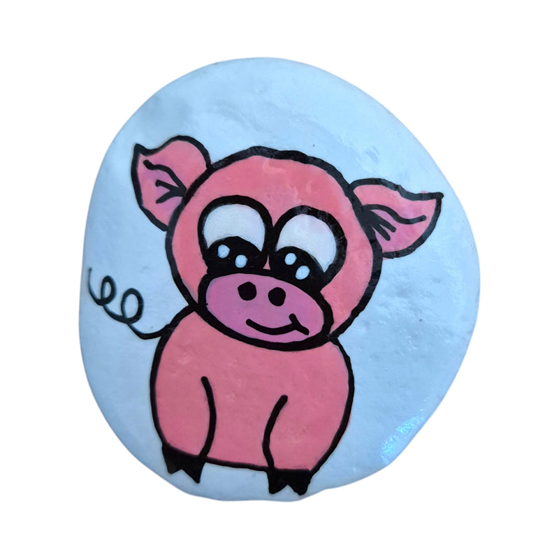 Hand painted pink pig rock from the Farm Animals collection