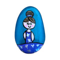 Hand painted purple ballerina twirling on a natural stone rock