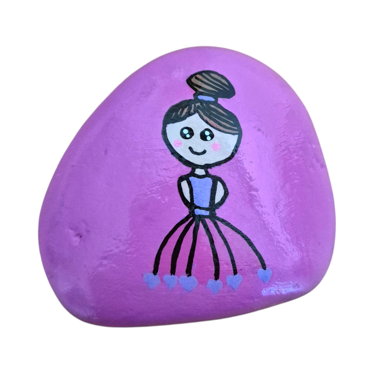 Hand painted pink ballerina on a natural stone rock