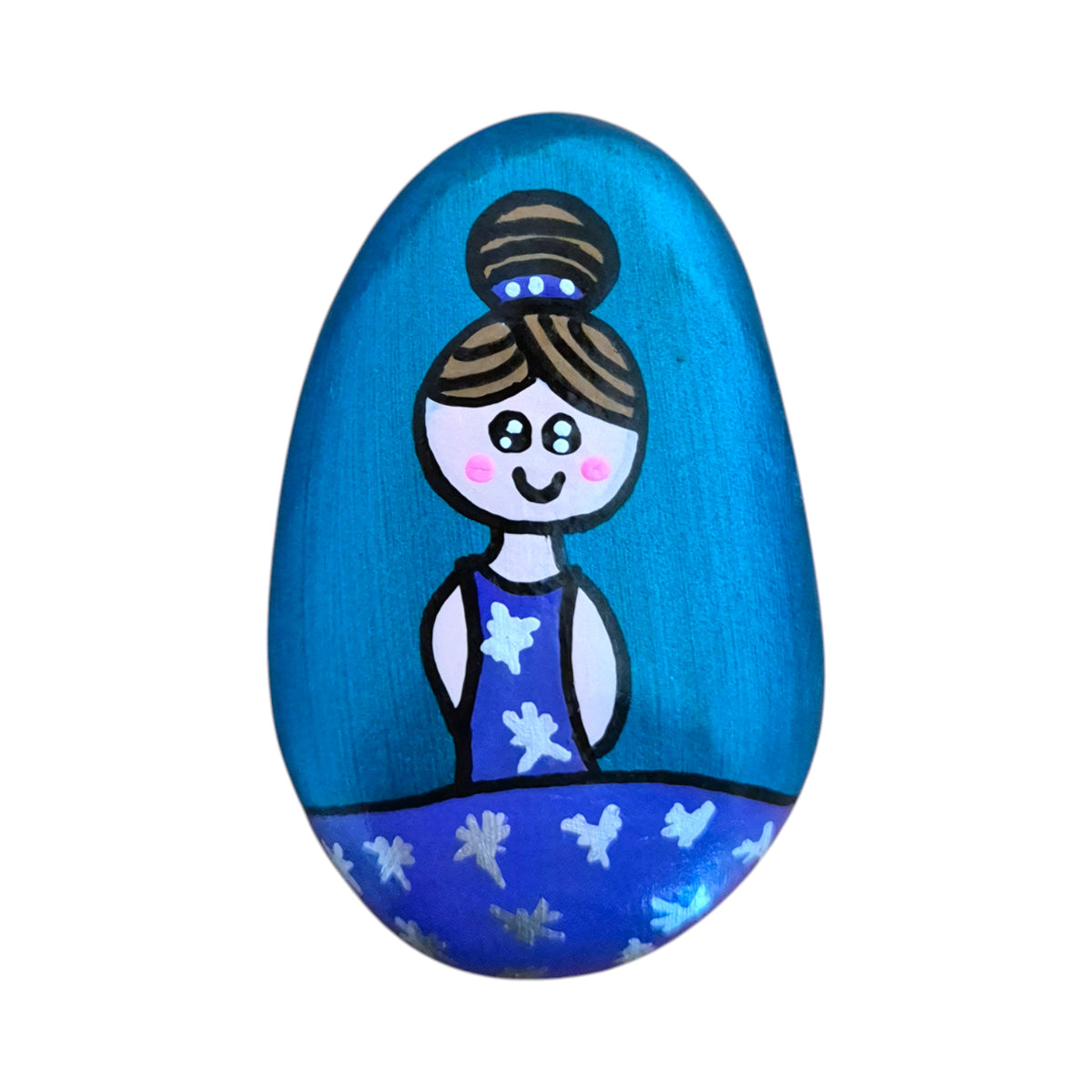 Penny Pirouette hand painted ballerina rock, original photo on a white background
