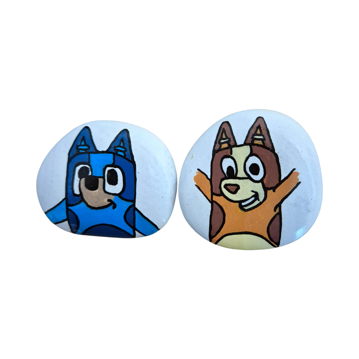 Pup Pals set of 2 hand painted rocks, original photo on a white background