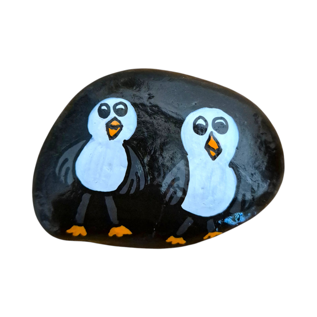 The Chip Thieves hand painted seagull rock, original photo on a white background