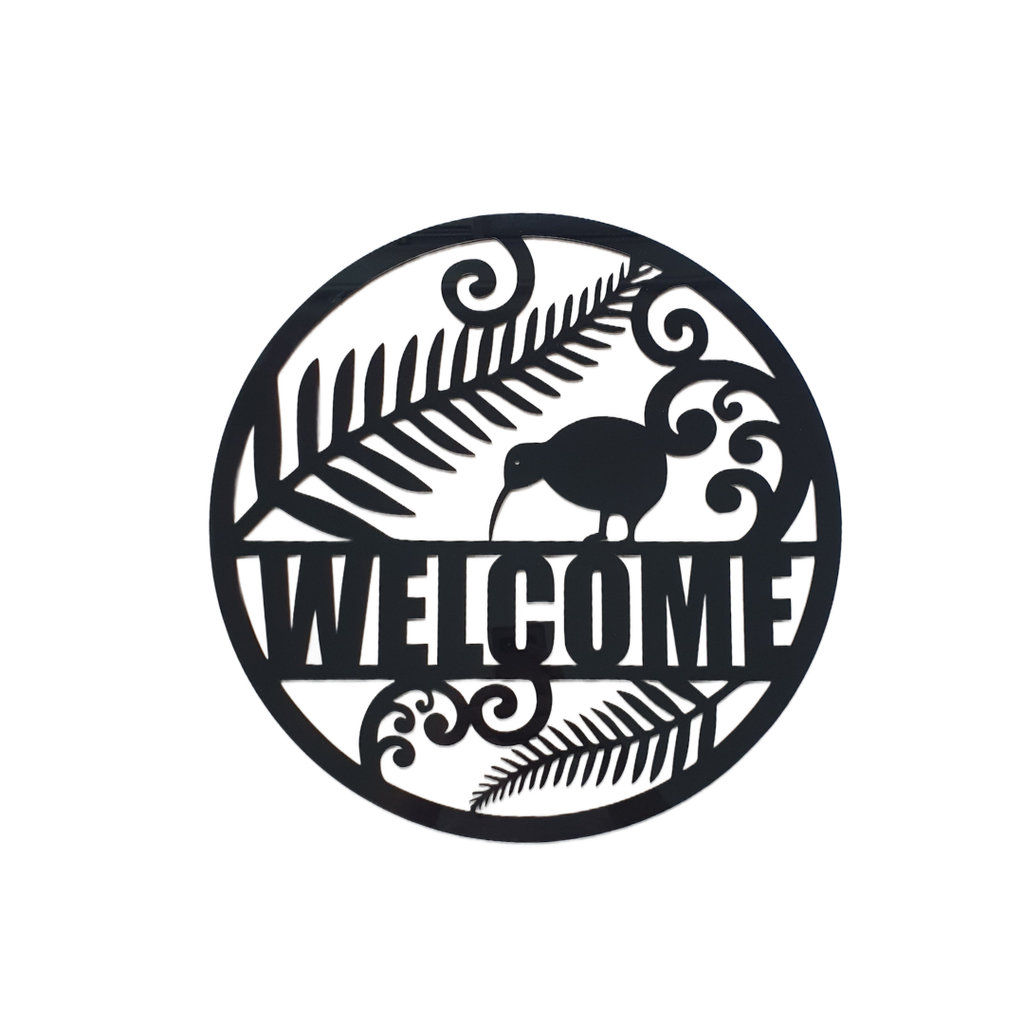 Acrylic New Zealand Welcome Sign – 30cm & 40cm | Kiwi & Fern Design