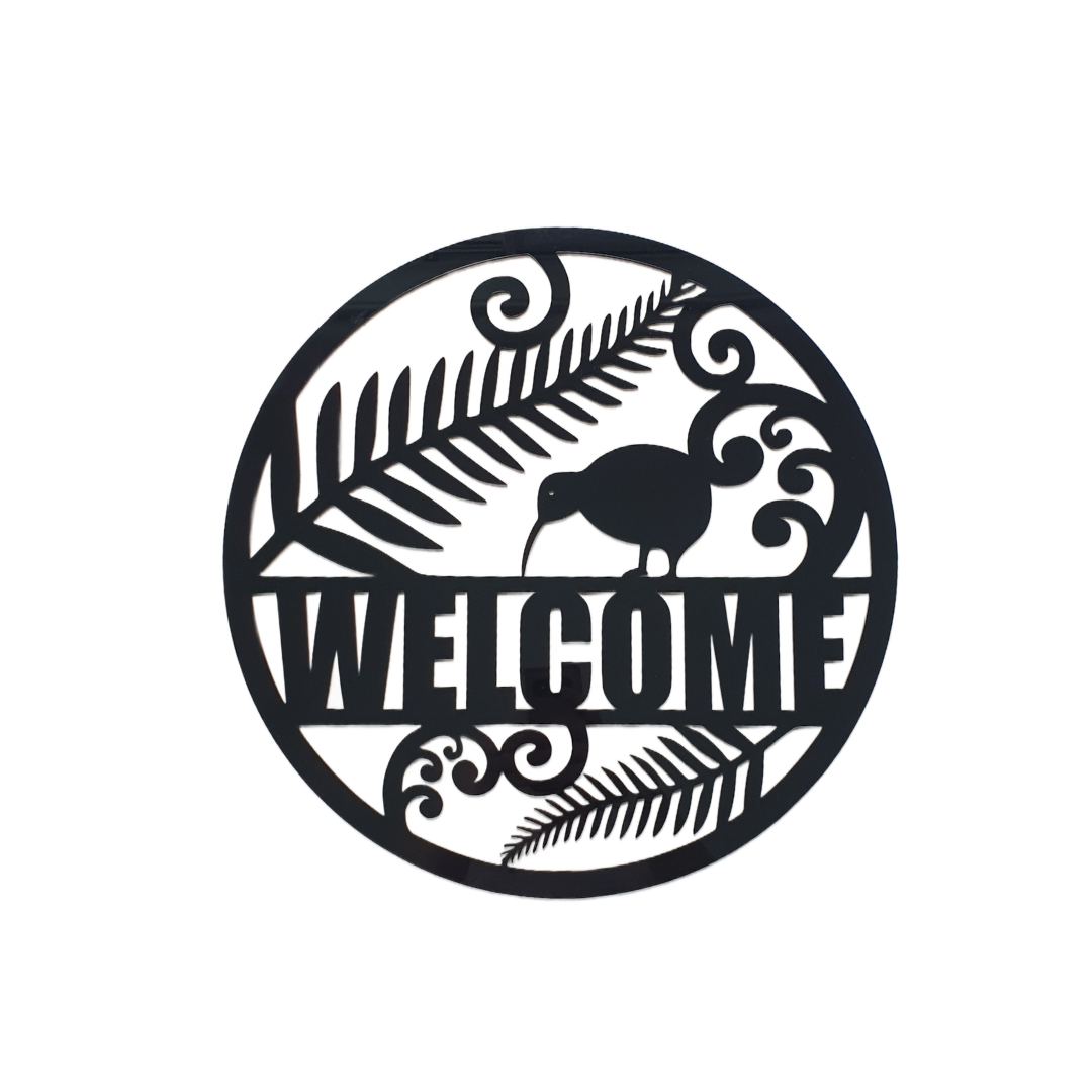 Acrylic New Zealand Welcome Sign – 30cm & 40cm | Kiwi & Fern Design